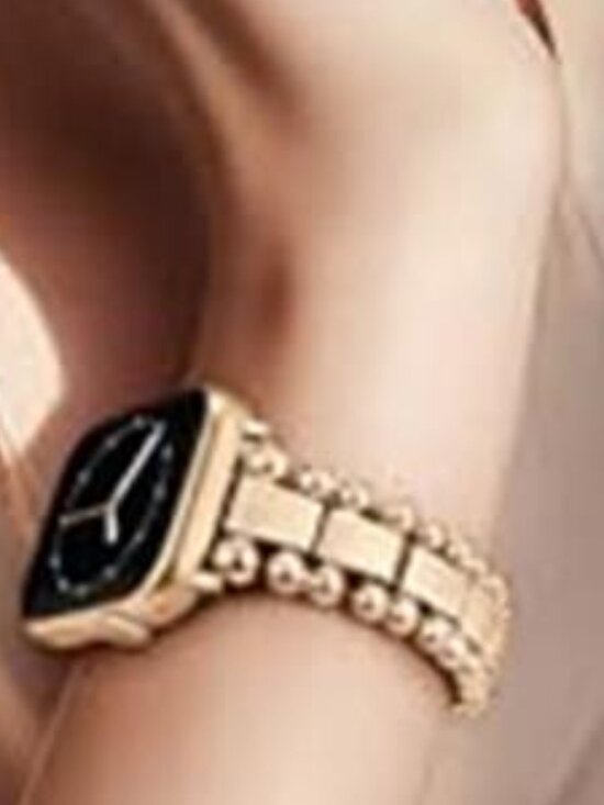 NEW Gold Luxury Beaded Dressy Apple Watch Band main image 5